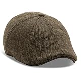 The Original Boston Scally Cap - Insulated Peaky Newsboy Flat Cap - 8 Panel Poly Wool Fitted Hat for Men - Cedar Moss - ML