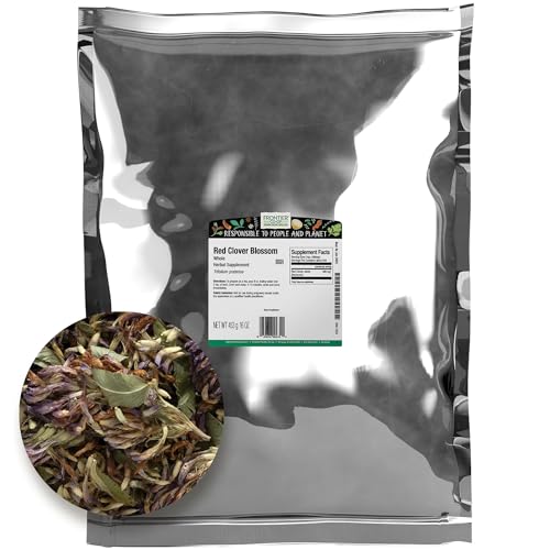 Frontier Co-op Whole Red Clover Blossoms 1lb Bulk Bag - Fragrant, Natural & Versatile for Garnishes & Red Clover Tea - Kosher, Non-Irradiated