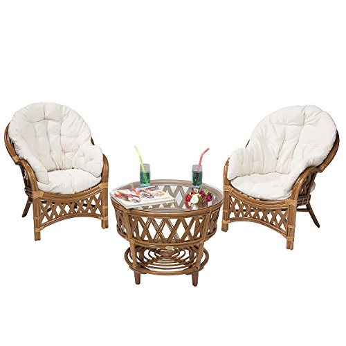 Rotin Design Rebajas : -49% Conjunto terraza Hold de ratán: 2 sillones y una Mesa