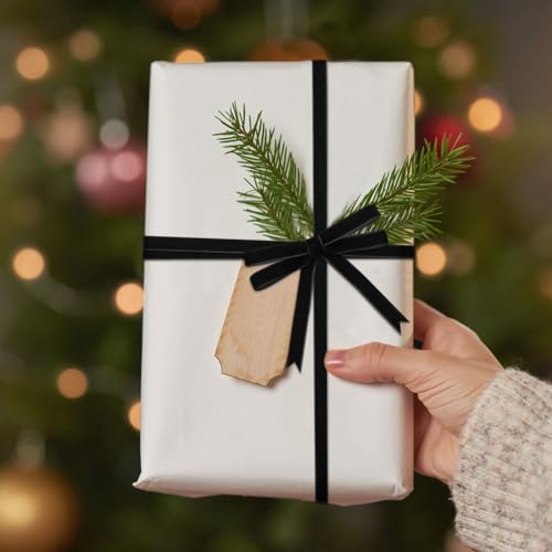 Image of Tsorode 25 Yards Velvet Ribbon for Christmas Tree Gift Wrapping,3 /8 Inch (Black, 3 /8 inch)
