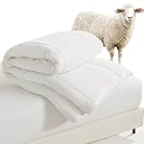 HOMBYS Lightweight Wool Comforter King Size - 100% Australian Wool Filling 120gsm, Breathable & Thin Duvet Insert for Hot Sleepers, 60s Cotton Shell, All Season Comfort, White - Image 1
