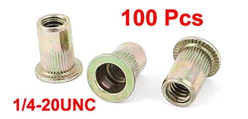 Miniatura 2 de Uxcell tuerca cabeza plana para insertar, 100piezas chapado en zinc de acero al carbono Rivet Nutsert 1420 unc