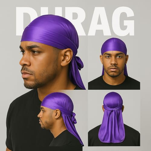 Image of Premium Durag Pack for Men, Silky Doo Rag Cap for 360 540 720 Waves