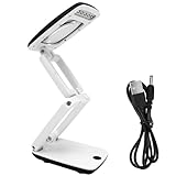 BuleVina Pocket Magnifying Glass with Light and Stand, Small 3X Magnifying Lamp, Portable 2-in-1 LED Lighted Desk Magnifier Visor Folding, Craft Light Lamp for Close Work Reading Repair Crafts Hobby