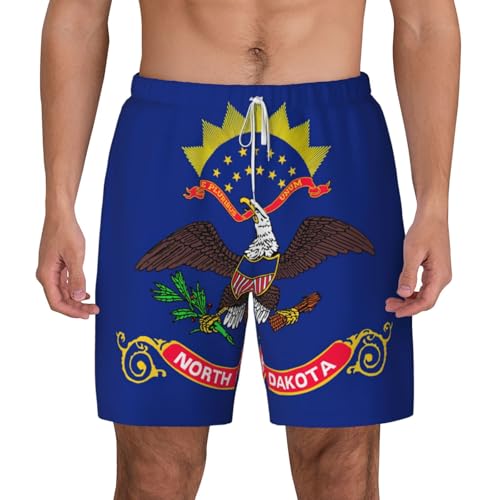 Short de bain respirant et léger avec drapeau Dakota du Nord pour homme actif