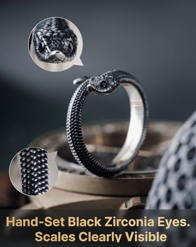 COPPERTIST.WU Hognose Snake Ring Open Rings 925 Sterling Silver Rings Gothic Vintage Aesthetic Jewelry Gift for Women Men4