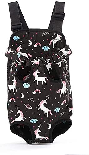 ペットバッグ 犬 猫 キャリーバッグ 犬用 抱っこひも バッグ おんぶと抱っこ両用 両肩リュック式 ショルダータイプ 軽量 通気性高い (L,ユニコーン柄)