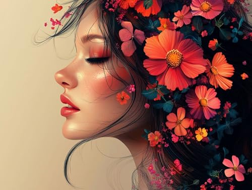 Kits de peinture diamant cristal femme fleur 130x100cm art créatif pour adulte et enfant
