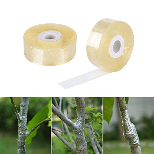 Preisvergleich Produktbild Herefun Veredelungsband, 2 Stück Fuß Pfropfen Dehnbare Band, Veredelungsband dehnbar Tape, Biologisch Abbaubar, Feuchtigkeitssperre, Transparent (Gelb)