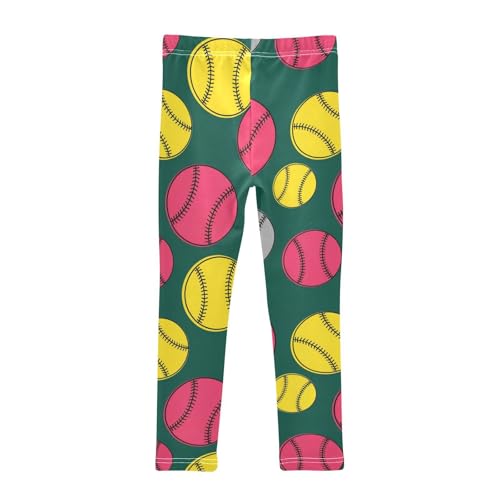 J JOYSAY Colorful Cartoon Baseball Girls Leggings Soft Comfortable Stretchy Kids Girls Clothes Size 4-10T2