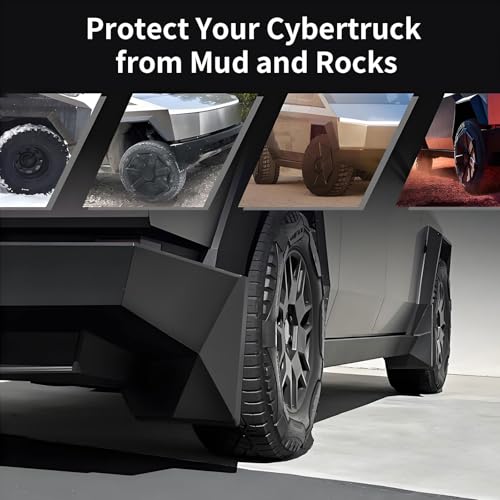 Image of 2025 Cybertruck Mud Flaps Splash Fender Original Cyber Truck Splash Guards Tesla Cybertruck Mud Flaps Rubber No Drilling ABS Material Cybertruck Accessorie 2024 2025