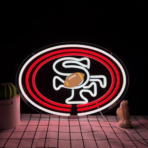 Football Neon Sign for Wall Decor Football Team Neon Light for Man Cave Birthday Gifts for Men With Rugby Team Sign for Bar Dorm Party Game Room Decoration