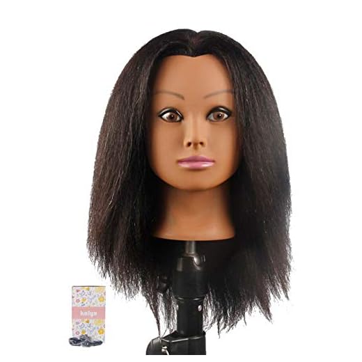 Kalyx African Mannequin Head Real Hair for Cosmetology Manikin Maniquins Hairdresser Practice Training Head Doll Head and Table Clamp Stand(B12)