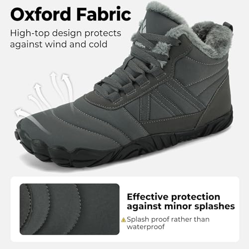 Miniatura 4 de Mishansha Barefoot Botas Hombre Invierno Botines Mujer Invierno Botas De Nieve Cálido Zapatos Nieve Barefoot Zapatillas Antideslizante Botas De Trekking Gris Eu Gr.42