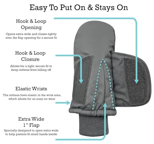 Image of N'Ice Caps Kids Waterproof Snow Mittens Cold Weather Thinsulate Insulated