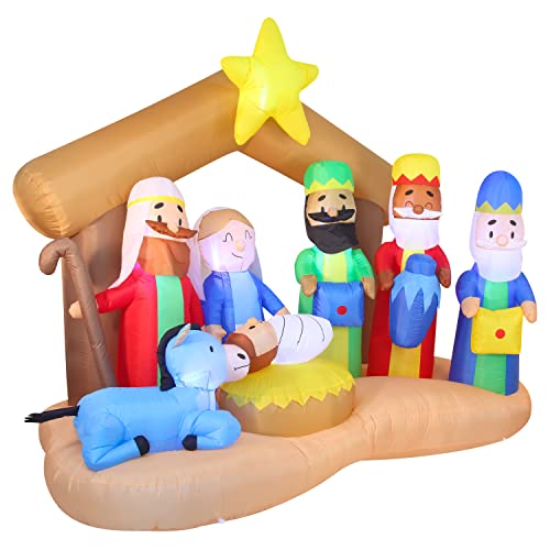 Joiedomi 9 Ft Long Christmas Inflatable Nativity Of Jesus With Three Wiseman, Blow Up Yard Decoration With Build-In Leds Inflatables For Winter Decorations #TOP1