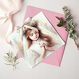 Einladungskarten zur Kommunion Mädchen | 10er Set | Elegante Kommunionseinladungen + GRATIS Briefumschläge - Design 1