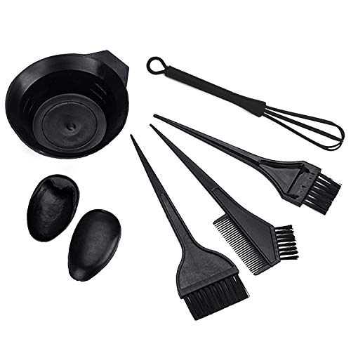 Vococal 6 Pezzi Pennello Tinta Capelli, Tinta Capelli Accessori, Set Pennello per Tinta Capelli, Spazzole e Ciotola per Mescolare per LUso Domestico o per Parrucchiere Professionale - Nero