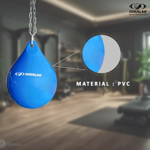 Image of COUGAR Water Punching Bag for Boxing & MMA Training | Heavy Duty PVC Material | 38x49 cm | Includes Solid Steel Chain | Shock Absorbing Hanging Bag for Adults & Athletes