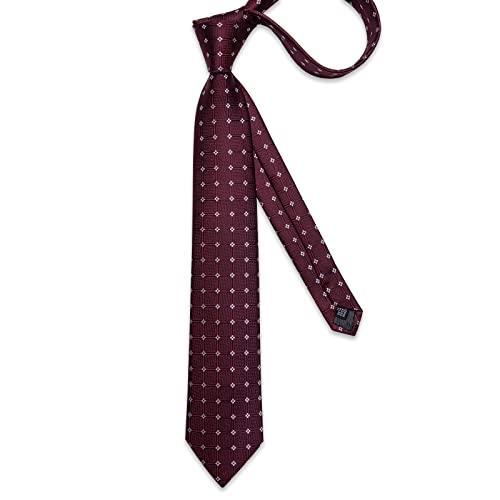 Image of DiBanGu Striped Tie Set for Men Silk Woven Plaid Necktie and Pocket Square Cufflinks Business Wedding