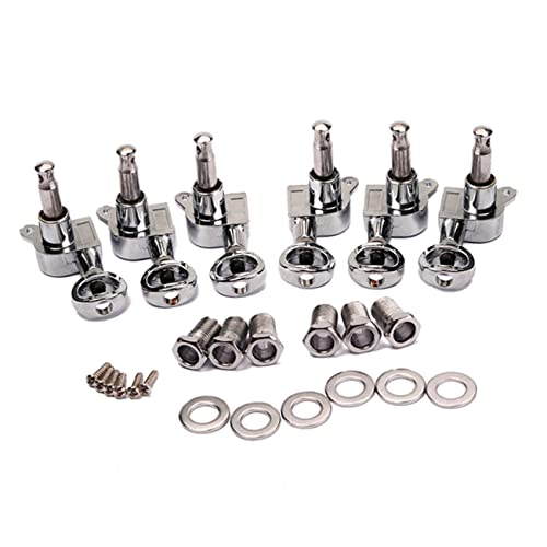 Toddmomy Guitar Tuning Pegs Chrome Machine Heads for Electric Acoustic Guitars String Tuners with Washers Screws Durable Construction Configuration
