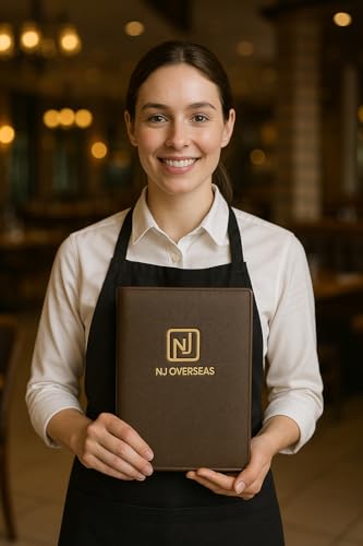 Image of NJ Restaurant Leather Menu Covers Holders screw fitting 9x12 inch Inches, Menu Presenters for Restaurants, Menu Holder: BROWN (8)