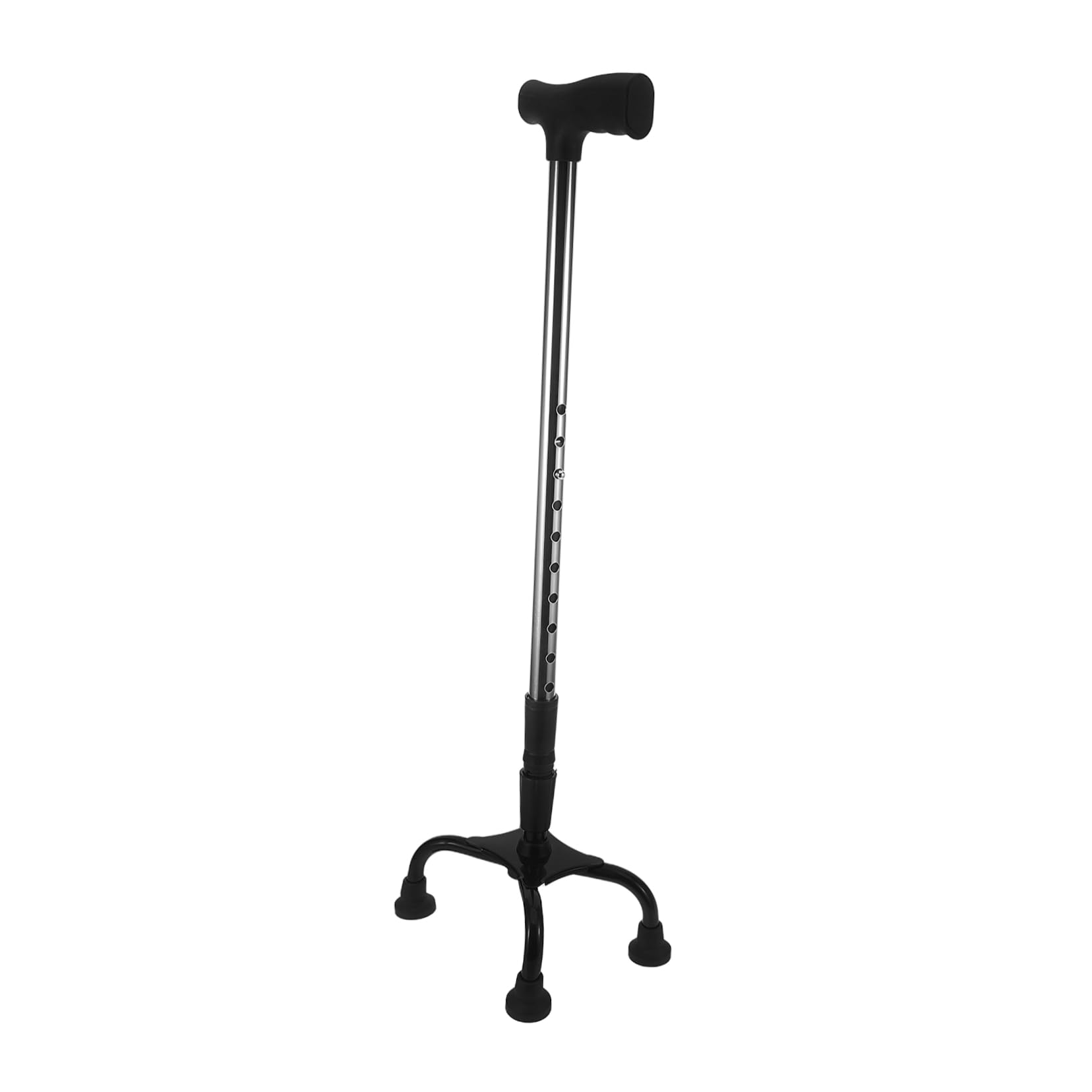 Bastón De Cuatro Patas Plegable para Personas Mayores, Acero Inoxidable, Mango Antideslizante, Soporte Estable, Ajustable Altura, Bastón Portátil Ligero para Viajes y Uso Diario