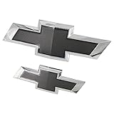 Guzetop Front Grille & Rear Black Bowtie Emblem Set Compatible with 2015-2020 Chevy Tahoe Suburban