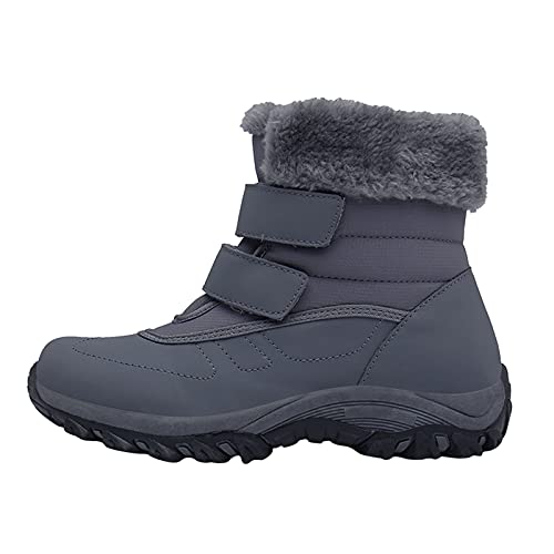 Zapatos para mujeres y niñas, botas cortas de tobillo para exteriores, botas de invierno, botas de invierno para mujer, mocasines para mujer, gris, 39.5 EU