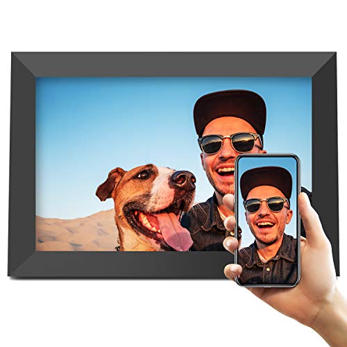 Jeemak Marco de Fotos Digital 10.1 Pulgadas WiFi Photo Frame con 1080P FHD IPS Pantalla Táctil Vertical u Horizontal Soporte Girar Automáticamente Comparta Fotos y Videos a Través de la Aplicación