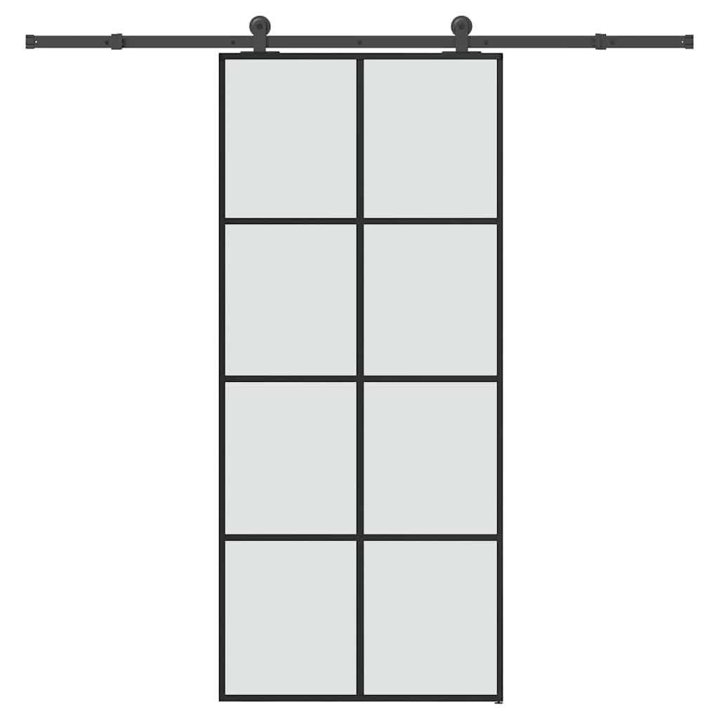 Mata do drzwi przesuwnych, 90 x 205 cm, ze szkła ESG i aluminium, z łagodnym przesuwaniem i stoperem do drzwi dla cichej pracy