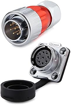 CNLINKO 9 Pin Power Industrial Circular Connector, Male Plug & Female Panel Mount Receptacles Socket Jack, Outdoor Waterproof IP67, AC DC, Zinc Alloy Metal Case Heavy Duty