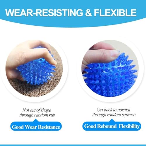 Image of Dog Toy Super Durable TPR Rubber, Ultra Light, Strong & Bouncy| Chew Toy for Dogs and Pets|Durable Natural Rubber Spiked Ball Toy|Chew and Teething Toy for Dogs and Puppies (Blue)