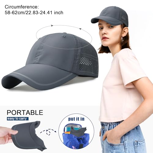 Miniatura 5 de Tagvo Gorra De Béisbol De Malla Deportiva Unisex, Paquete De 2 Gorra De Béisbol Básica, Anti Uv Transpirable Resistente Gorra Plegable Ajustable Sombrero De Sol Para Correr Acampar Senderismo