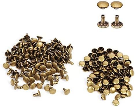 100 Sets 8mm x 8mm Double Round Cap Rivet Rapid Rivets Button Studs Punk Spike Repair Leathercraft DIY Decoration (8mm x 8mm, Bronze)
