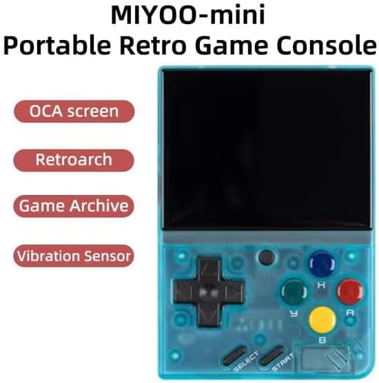 Miyoo Mini V4 Handheld Video Game Console, 2.8 inch IPS Screen Retro Video with 64GB Card & 6000+ Games, Built in Open Source System Portable Retro Game Console (Blue, 64G)
