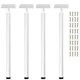 Action Club 28' Height Tall Adjustable Metal Office Table Furniture Leg Set Black,Set of 4 (White)