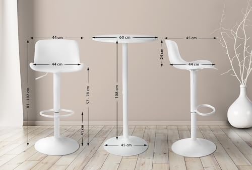 Miniatura 2 de Clp Conjunto De 2 Taburetes De Bar Con Respaldo Alto 1 Mesa Medora I Mesa Redonda De Madera 2 Sillas Giratorias, Color:Blanco