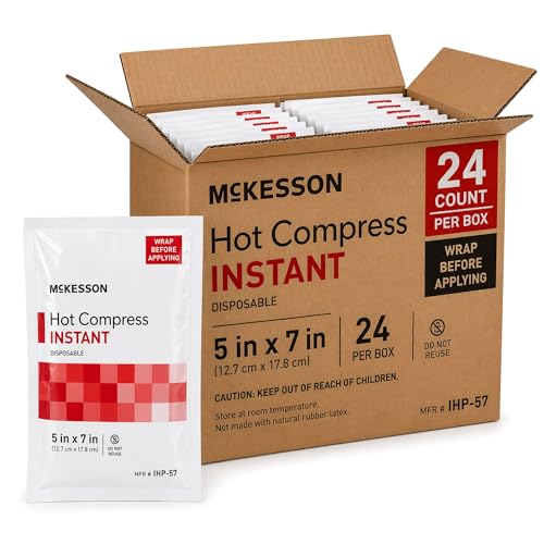 McKesson Instant Hot Packs 5 x 7 in [24 Pack] Disposable Heat Packs for Temporary Pain Relief Muscle Soreness & Heat Therapy Instant Hot Compress