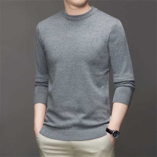 Winter Men's Round Neck Long Sleeve Pullover Sweater Solid Color Soft Warm Comfortable Top2