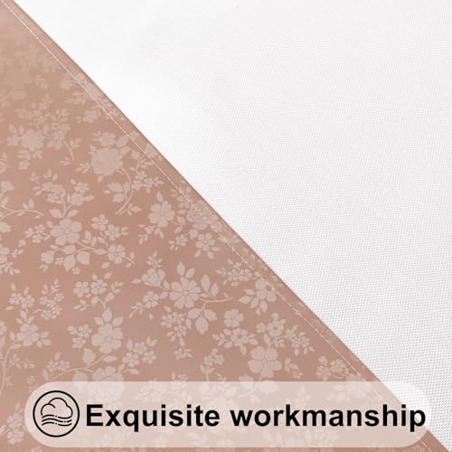 Image of Smiry Waterproof Heavy Duty Vinyl Fitted Tablecloth for 36 inch-44 inch Round Table | Elastic Plastic Table Cloth, Wipeable Washable Floral Patio Table Cover for Picnic, Kitchen and Dining, Tan