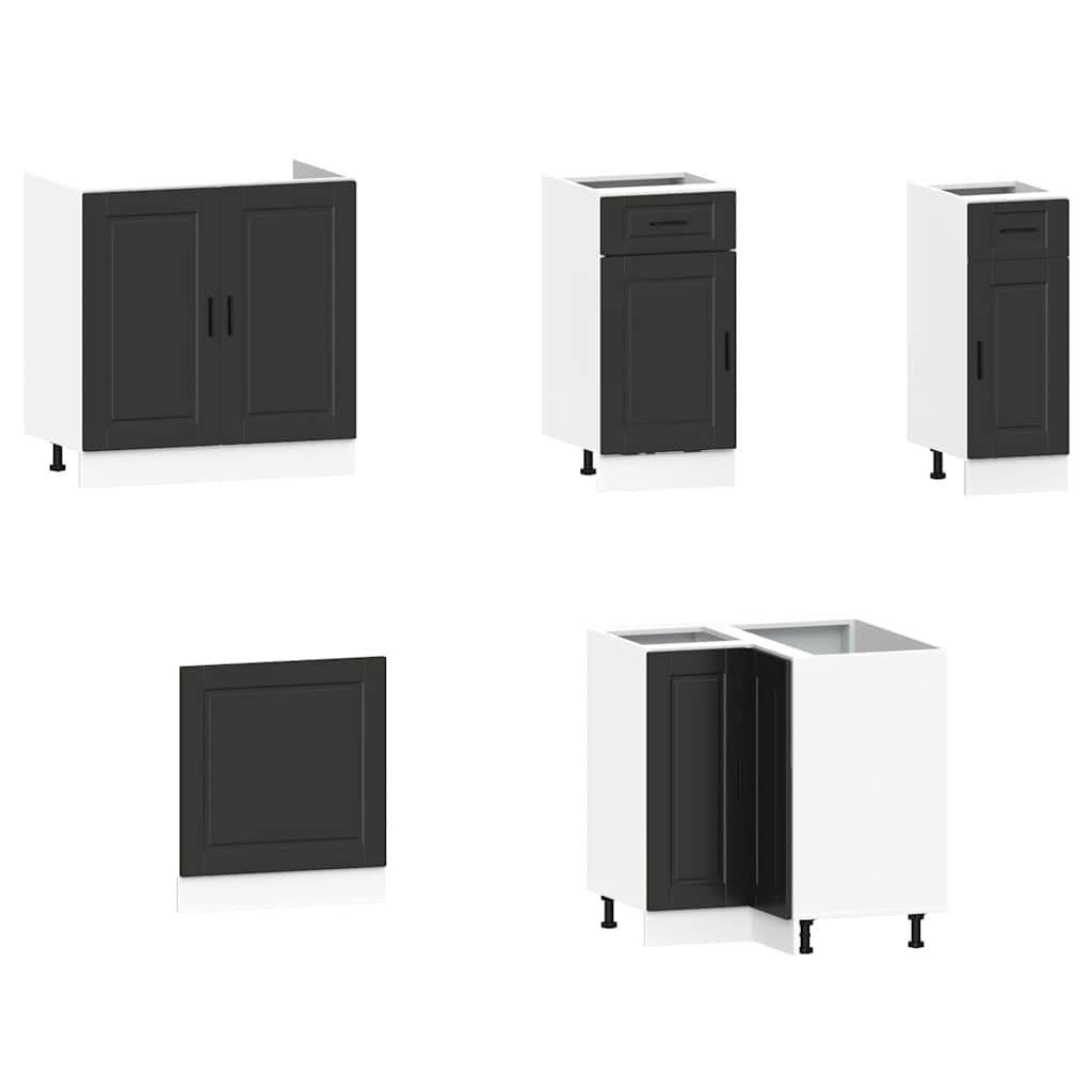 Set di mobili da cucina Porto da 11 pezzi, mobili da cucina moderni in legno con vetro, inclusi mobiletti inferiori, pensili, armadio angolare e mobiletto sottolavello