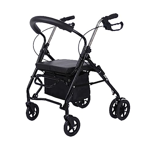 TREEYX Andador para personas mayores, ultraligero y plegable para ancianos, amortiguador de altura ajustable, con asiento, fuerte carga (B)