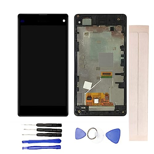 JayTong   visualización LCD y digitalizador de visualización táctil de Repuesto para Xpe Ria Z1 Mini Compact Z1c M51w D5503 Negro con Marco