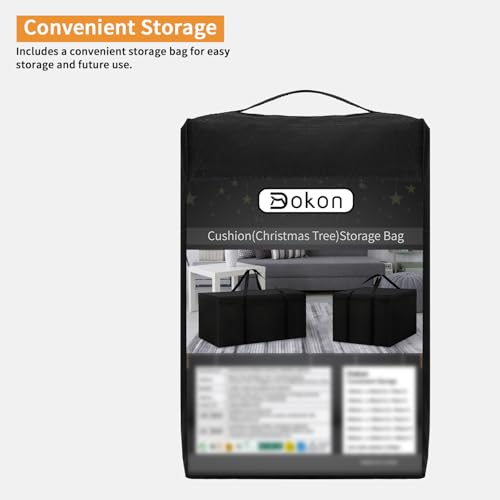 Image of Dokon Garden Furniture Cushion Storage Bag, Waterproof, Anti-UV, Heavy Duty Rip Proof 600D Oxford Fabric Christmas Tree Storage Bag with Handle (175x55x75cm) - Black
