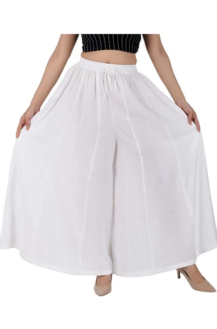 Buy Women's Relaxed Loose Fit Palazzo Pants - White, 4XL at Amazon.in