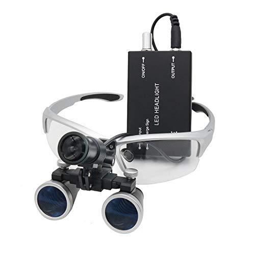 Headband Magnifying Glass with LED Light, 3.5X 420Mm Working Distance Optical Glass Surgical Binocular Loupes + 5 W LED Light Lamp+Aluminum Box