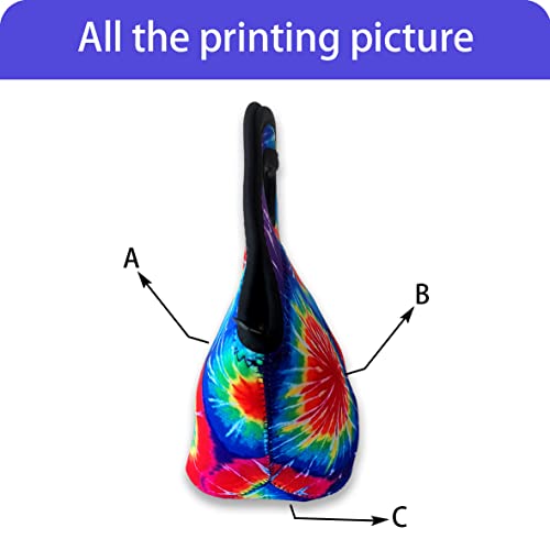 Rainbow Tie Dye Portable Bento Neoprene Lunch Bags,Cute Lunch Box For Kids,Women,For Men,School Picnic Work Lunch Bags,Zippered Lunch Tote Bag #TOP1