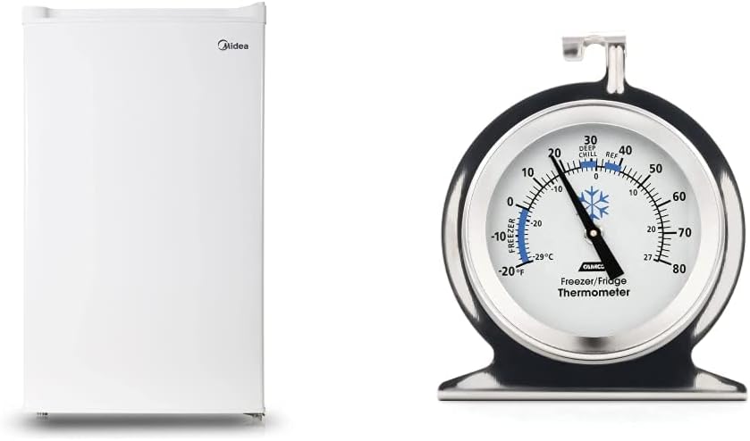 Midea WHS-109FW1 Upright Freezer, 3.0 Cubic Feet, White & Camco 42114 Thermometer - Refrigerator/Freezer/Dry Storage