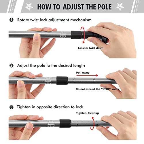 NineTrees 3-in-1 Xtreme 軽量 地形スノーシューズ メンズ レディース ユース キッズ 軽量 アルミ合金地形スノーシューズ トレッキングポールとキャリングトートバッグ付き 14インチ/21インチ/25インチ/27インチ/30インチ 8枚目